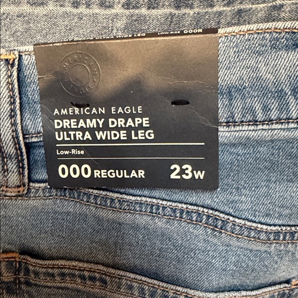 American Eagle Outfitters Two-Tone Blue Flare Jeans - Picture 3 of 9